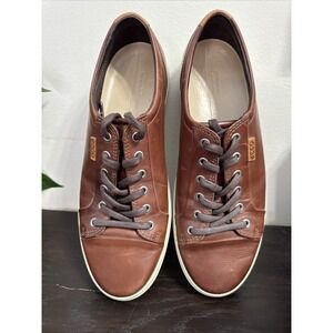 Ecco Mens Soft Brown Leather‎ Sneakers 44 / 10-10.5 US Scandinavian Design Laced